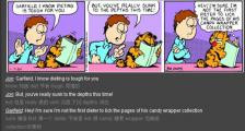 节食者加菲猫的告白-看漫画学英语之加菲猫[5]--双语幽默漫画