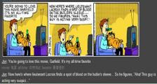 乔恩和加菲猫一起看电影-看漫画学英语之加菲猫[2]--双语幽默漫画