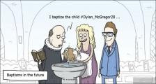 趣味图片英语笑话：Baptisms in the future  未来的洗礼（双语）