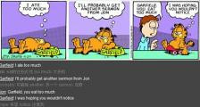 加菲猫过量饮食-看漫画学英语之加菲猫[2]--双语幽默漫画