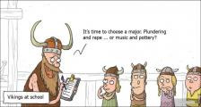 趣味图片英语笑话：Vikings at school 维京人在学校（双语）