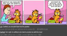 食物中的人工色素会导致死亡-看漫画学英语之加菲猫[5]--双语幽默漫画